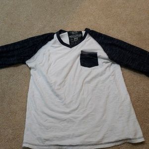 White and dark blue long sleeve shirt